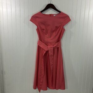 Dressy Star Women XS Pink Dress Cap Sleeves Knee Length Belted Back Zip